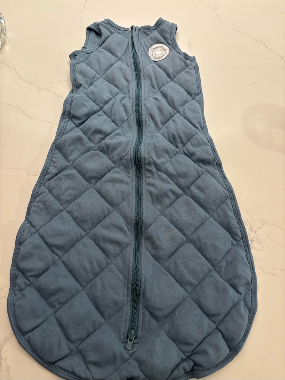 Dreamland Baby Quilted Blue Kids Sleep Sack Pajamas - Sleeveless Zip Front